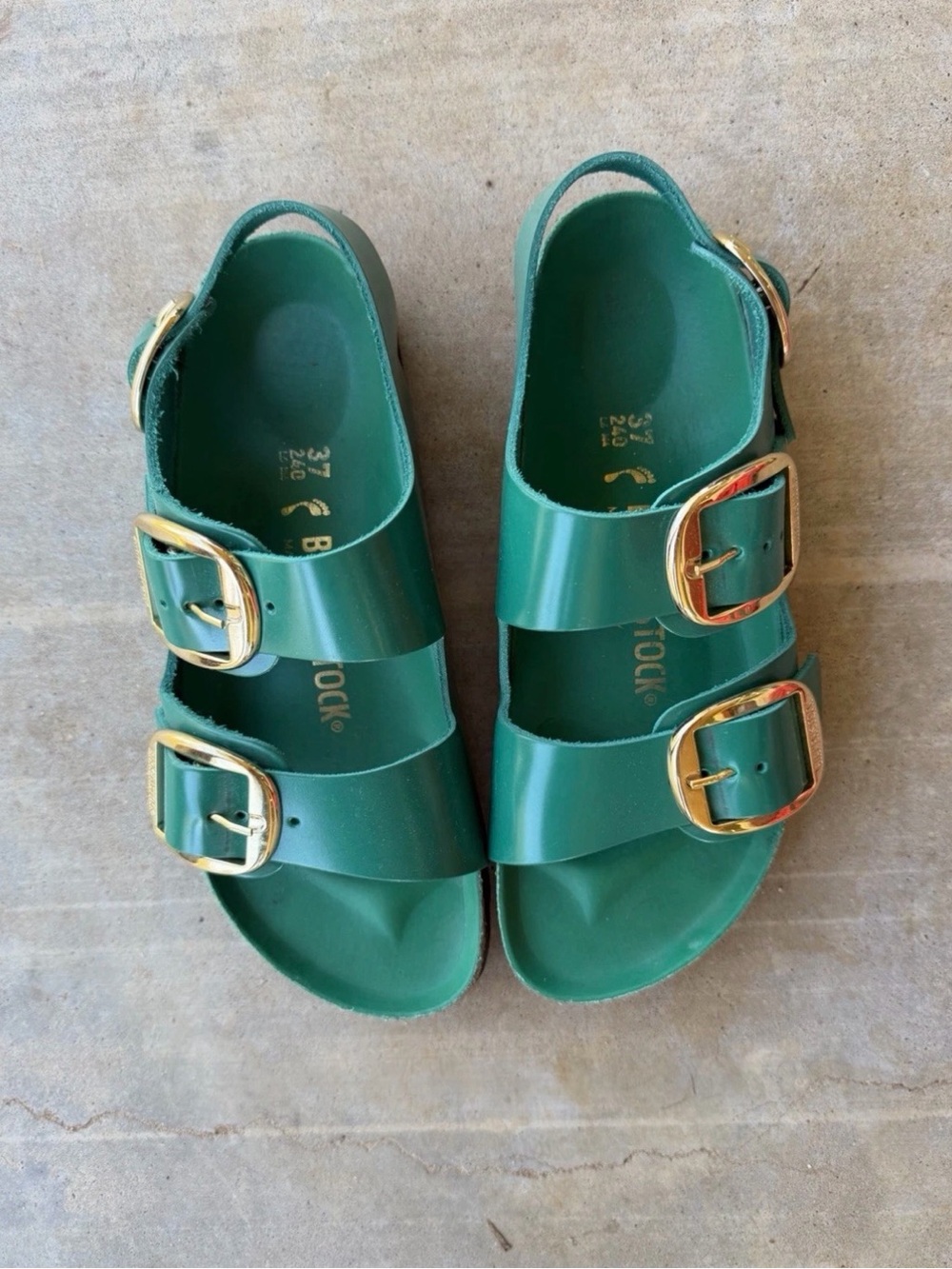 Birkenstock 37 100% Leather Green Exellent